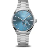 BERING Damenuhr Automatic Edelstahl silberfarben gebürstet blau 19435-Charity