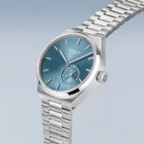 BERING Damenuhr Automatic Edelstahl silberfarben gebürstet blau 19435-Charity