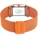 BERING Damenuhr eckig orange rosegoldfarben mit Milanaiseband 10426-565-S