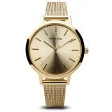 BERING Damenuhr Ultra Slim goldfarben mit Milanaiseband und Zirkonias 13434-333