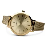 BERING Damenuhr Ultra Slim goldfarben mit Milanaiseband und Zirkonias 13434-333