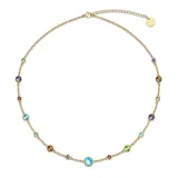 BERING Halskette Edelstahl goldfarben glänzend mit bunten Steinen 45 cm 443-27-450