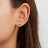 Boccia Kinder Ohrstecker aus Titan Schmetterling silberfarben 05091-01