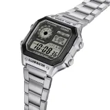 Casio Digitaluhr mit LED Beleuchtung silberfarben und Edelstahlband AE-1200WHD-1AVEF