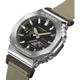 Casio G-SHOCK Utility Metal Collection silberfarben mit beige Textilband GM-2100C-5AER