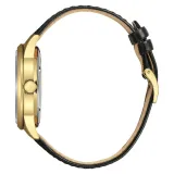 Citizen Automatik Herrenuhr goldfarben mit schwarzem Lederband NY4059-09AE