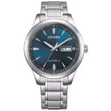 Citizen Automatik Herrenuhr silberfarben mit blauem Zifferblatt NY4058-79LE