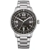 Citizen Automatik Herrenuhr Urban Military silberfarben Zifferblatt schwarz NJ0190-51E