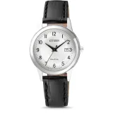 Citizen Damenuhr Eco Drive Solar Edelstahl Lederband schwarz FE1081-08A