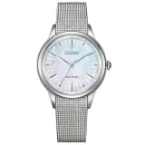 Citizen Damenuhr Eco-Drive Solar Milanaiseband Perlmutt Zifferblatt EM1150-86D