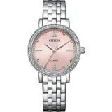 Citizen Damenuhr Edelstahl Zirkonias Zifferblatt rosa EL3100-55W