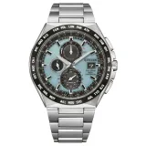 Citizen Eco Drive Solar Funk Chronograph Titan hellblau silberfarben schwarz AT8238-84M