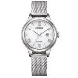Citizen EcoDrive Solar Damenuhr silberfarben mit weissem Zifferblatt EW2621-75A
