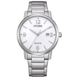 Citizen EcoDrive Solar Herrenuhr silberfarben mit weissem Zifferblatt BM6755-71A