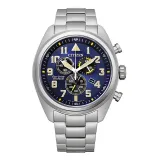 Citizen Herrenuhr Chronograph Eco Drive Solar Titan silberfarben blau AT2480-81L