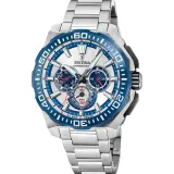 Festina Chrono Bike Herrenuhr Chronograph silberfarben mit blauer Lünette F20724/1