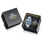 Festina Chrono Bike Herrenuhr Chronograph silberfarben mit blauer Lünette F20724/1
