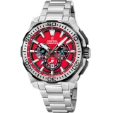 Festina Chrono Bike Herrenuhr Chronograph silberfarben mit rotem Zifferblatt F20724/5