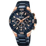 Festina Herrenuhr Chronograph Chrono Bike SET Edelstahl IP rosegoldfarben blau F20524/1