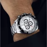 Festina Herrenuhr Swiss Made Chronograph silberfarben schwarz Ceramic F20042/1