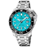 Festina Swiss Made Diver Taucheruhr Automatik silberfarben türkisblau schwarz F20043/5