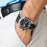 Festina Swiss Made Herrenuhr Automatik silberfarben schwarz Lederband schwarz F20056/3