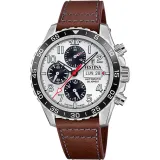 Festina Swiss Made Herrenuhr Automatik silberfarben weiss Lederband braun F20056/1
