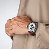 Festina Swiss Made Herrenuhr Automatik silberfarben weiss Lederband braun F20056/1