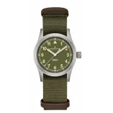 HAMILTON Armbanduhr Khaki Field 33 mm silberfarben Textilband olivegrün H69301960