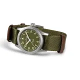HAMILTON Armbanduhr Khaki Field 33 mm silberfarben Textilband olivegrün H69301960