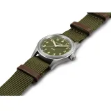 HAMILTON Armbanduhr Khaki Field 33 mm silberfarben Textilband olivegrün H69301960