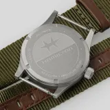 HAMILTON Armbanduhr Khaki Field 33 mm silberfarben weiss Textilband olivegrün H69301910