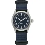 HAMILTON Armbanduhr Khaki Field 38 mm silberfarben blau mit Textilband H69401940