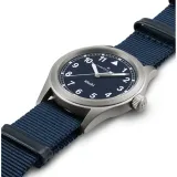 HAMILTON Armbanduhr Khaki Field 38 mm silberfarben blau mit Textilband H69401940