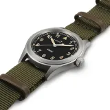 HAMILTON Armbanduhr Khaki Field 38 mm silberfarben schwarz Textilband olivegrün H69401930