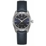 HAMILTON Armbanduhr mit dunkelblauen Lederband Jazzmaster Performer H36215640