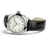 HAMILTON Herrenuhr Automatik Khaki Field Murph silberfarben weiss mit Lederband H70405710