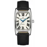 HAMILTON Herrenuhr Boulton mechanical silberfarben mit schwarzen Lederarmband H13519711