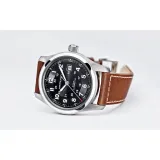 HAMILTON Herrenuhr Edelstahl mit braunem Lederband Khaki Field Automatik H70555533