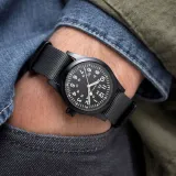 HAMILTON Herrenuhr Edelstahl schwarz mit Textilband Khaki Field Mechanical H69409930