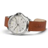 HAMILTON Herrenuhr Khaki Aviation Edelstahl Pilot Day Date Automatik Lederband H64635550
