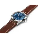 HAMILTON Herrenuhr Khaki Field Automatik blau Lederband braun 38 mm H70455540