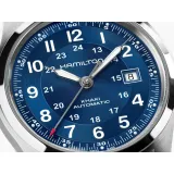 HAMILTON Herrenuhr Khaki Field Automatik blau Lederband braun 42 mm H70605540