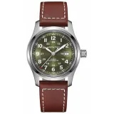 HAMILTON Herrenuhr Khaki Field Automatik grün Lederband braun 42 mm H70605560