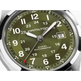 HAMILTON Herrenuhr Khaki Field Automatik grün Lederband braun 42 mm H70605560