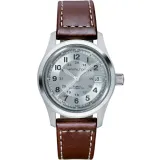 HAMILTON Herrenuhr Khaki Field Automatik mit braunem Lederband H70455553