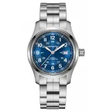 HAMILTON Herrenuhr Khaki Field Automatik silberfarben blau 42 mm H70605140