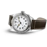 HAMILTON Khaki Field Expedition Automatik 37mm silberfarben weiss Lederband braun H70225510