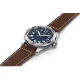 HAMILTON Khaki Field Expedition Automatik 41mm silberfarben blau Lederband braun H70315540