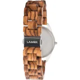 Laimer Holzuhr Ulli mit Edelstahlgehäuse und Zebranoholz Armband